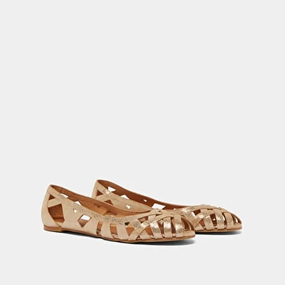 Ballerines Ajourées En Croûte Laminée Platine 6 Ballerines Ajourées En Croûte Laminée Platine – Image 4