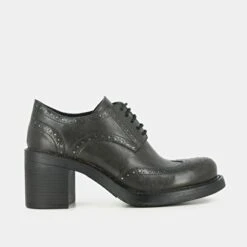 Xoxo Boutique 13 Derbies à Talons En Cuir Kaki