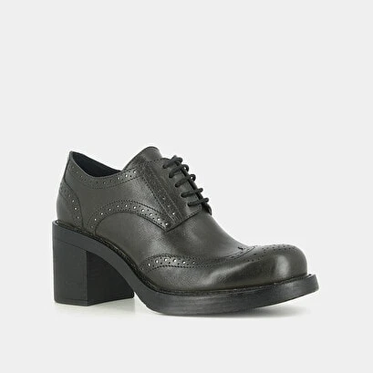 Derbies à Talons En Cuir Kaki 4 Derbies à Talons En Cuir Kaki – Image 2