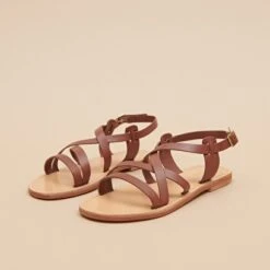 Sandales à Brides Croisées En Cuir Cognac -Xoxo Boutique 01W005729C.1708517086