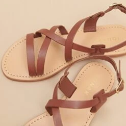 Sandales à Brides Croisées En Cuir Cognac -Xoxo Boutique 01W005729E.1708517087