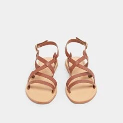 Sandales à Brides Croisées En Cuir Cognac -Xoxo Boutique 01W005729G.1708517088