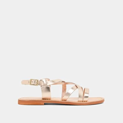 Sandales à Brides Croisées En Cuir Métallisé Platine 4 Sandales à Brides Croisées En Cuir Métallisé Platine – Image 2