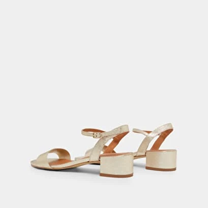 Sandales à Talons Carrés En Reptile Métallisé Or 8 Sandales à Talons Carrés En Reptile Métallisé Or – Image 6