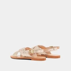 Sandales Plates à Larges Brides En Cuir Métallisé Platine -Xoxo Boutique 01W005886F.1694453457