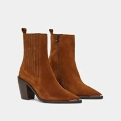 Boots à Talons Et à Fronces En Croute Marron 11 Boots à Talons Et à Fronces En Croute Marron -Xoxo Boutique 01W005941D.1700151571