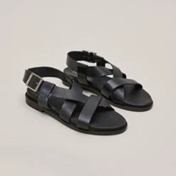 Sandales à Brides épaisses En Cuir Noir