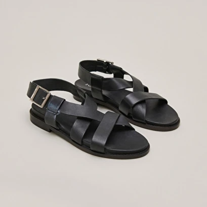 Sandales à Brides épaisses En Cuir Noir 3 Sandales à Brides épaisses En Cuir Noir