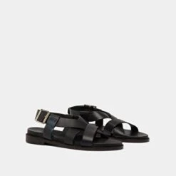 Sandales à Brides épaisses En Cuir Noir 11 Sandales à Brides épaisses En Cuir Noir -Xoxo Boutique 01W006756D.1694454595