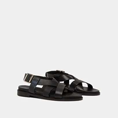 Sandales à Brides épaisses En Cuir Noir 6 Sandales à Brides épaisses En Cuir Noir – Image 4