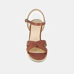 Sandales à Talon Compensé En Corde En Cuir Marron -Xoxo Boutique 01W006779F.1694454653