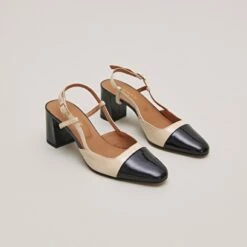 Babies à Talons En Cuir Verni Noir Et Beige -Xoxo Boutique 01W006861C.1694454874