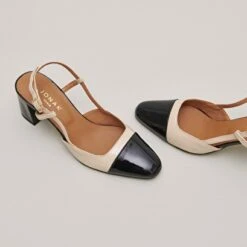 Babies à Talons En Cuir Verni Noir Et Beige -Xoxo Boutique 01W006861E.1694454875