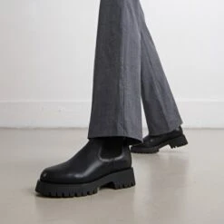 Bottines à Plateformes En Cuir Noir -Xoxo Boutique 01W006901C.1700149927