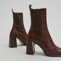 Bottines à Talons Hauts En Cuir Brillant Marron -Xoxo Boutique 01W006903E.1694455000