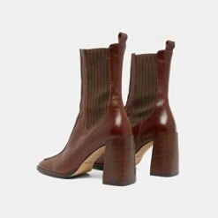 Bottines à Talons Hauts En Cuir Brillant Marron -Xoxo Boutique 01W006903F.1694455000