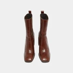 Bottines à Talons Hauts En Cuir Brillant Marron -Xoxo Boutique 01W006903G.1694455001