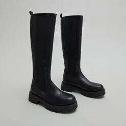 Bottes à Plateformes En Cuir Noir -Xoxo Boutique 01W007133C.1698943088