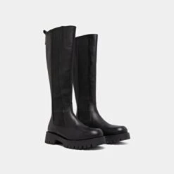 Bottes à Plateformes En Cuir Noir -Xoxo Boutique 01W007133D.1698943089