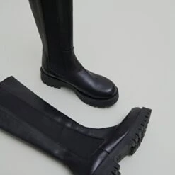 Bottes à Plateformes En Cuir Noir -Xoxo Boutique 01W007133E.1698943089