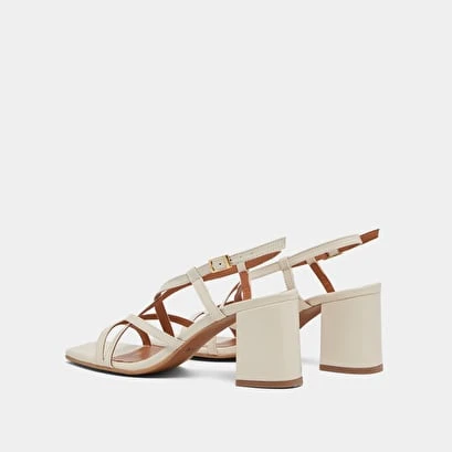 Sandales à Talons Et Brides En Cuir Vieilli écru 8 Sandales à Talons Et Brides En Cuir Vieilli écru – Image 6