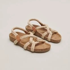Sandales En Corde Beige