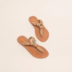 Sandales Façon Tongs Et Anneaux En Corde Beige -Xoxo Boutique 01W007382C.1694468416