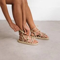 Sandales à Nouer En Corde Beige