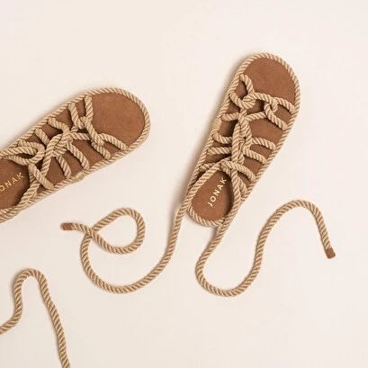 Sandales à Nouer En Corde Beige 7 Sandales à Nouer En Corde Beige – Image 5