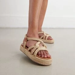 Sandales à Brides Entrecroisées En Corde Beige -Xoxo Boutique 01W007409C.1694468494