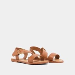 Sandales Asymétriques En Cuir Camel -Xoxo Boutique 01W007413D.1694468507