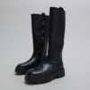 Bottes à Semelles Crantées Et Bouts Carr... En Cuir Noir -Xoxo Boutique 01W007630A.1698943021