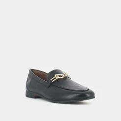 Mocassins à Détails Dorés En Cuir Noir -Xoxo Boutique 01W007814D.1694469425