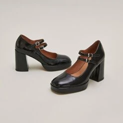 Babies à Doubles Brides Et Plateformes En Vernis Plissé Noir -Xoxo Boutique 01W007831C.1694469466