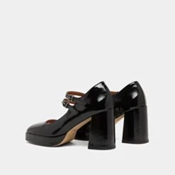 Babies à Doubles Brides Et Plateformes En Vernis Plissé Noir -Xoxo Boutique 01W007831F.1694469468