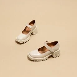 Babies à Semelles Crantées En Cuir Glacé écru -Xoxo Boutique 01W007839C.1694469489