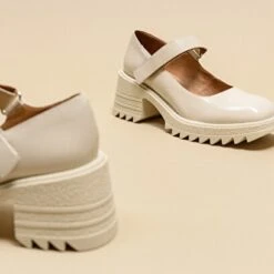 Babies à Semelles Crantées En Cuir Glacé écru -Xoxo Boutique 01W007839E.1694469490