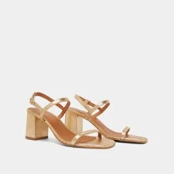 Sandales Ouvertes à Talons En Cuir Craquelé Or -Xoxo Boutique 01W007861D.1708516772