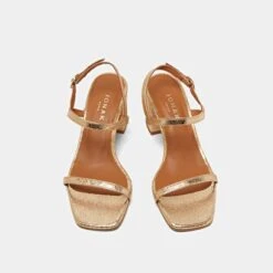 Sandales Ouvertes à Talons En Cuir Craquelé Or -Xoxo Boutique 01W007861H.1708516774