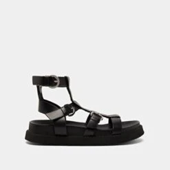 Sandales à Brides Et Semelles épaisses En Cuir Glacé Noir -Xoxo Boutique 01W007930B.1694469690