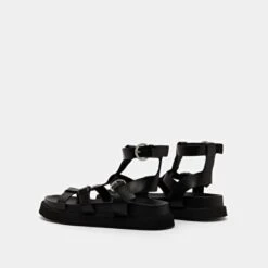 Sandales à Brides Et Semelles épaisses En Cuir Glacé Noir -Xoxo Boutique 01W007930F.1694469692