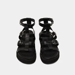 Sandales à Brides Et Semelles épaisses En Cuir Glacé Noir -Xoxo Boutique 01W007930G.1694469693