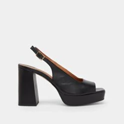 Escarpins à Bouts Ouverts Carrés Et Talons Hauts En Cuir Noir -Xoxo Boutique 01W007933B.1708516779