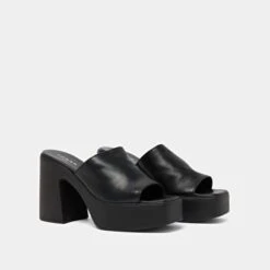 Mules à Bouts Ouverts Et Plateformes En Cuir Noir -Xoxo Boutique 01W007941D.1694469732