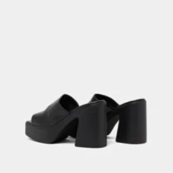 Mules à Bouts Ouverts Et Plateformes En Cuir Noir -Xoxo Boutique 01W007941F.1694469733