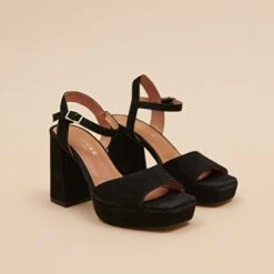 Sandales à Talons Hauts Et Bouts Ouverts En Velours Noir -Xoxo Boutique 01W007964C.1708516784