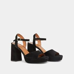 Sandales à Talons Hauts Et Bouts Ouverts En Velours Noir -Xoxo Boutique 01W007964D.1708516784