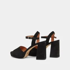 Sandales à Talons Hauts Et Bouts Ouverts En Velours Noir -Xoxo Boutique 01W007964F.1708516785