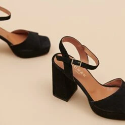 Sandales à Talons Hauts Et Bouts Ouverts En Velours Noir -Xoxo Boutique 01W007964G.1708516786