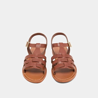 Sandales Plates Tressées En Cuir Cognac 9 Sandales Plates Tressées En Cuir Cognac – Image 7